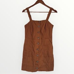 Altar'd State Torryn Mini Dress Brown Overall Style Button Up Size XS